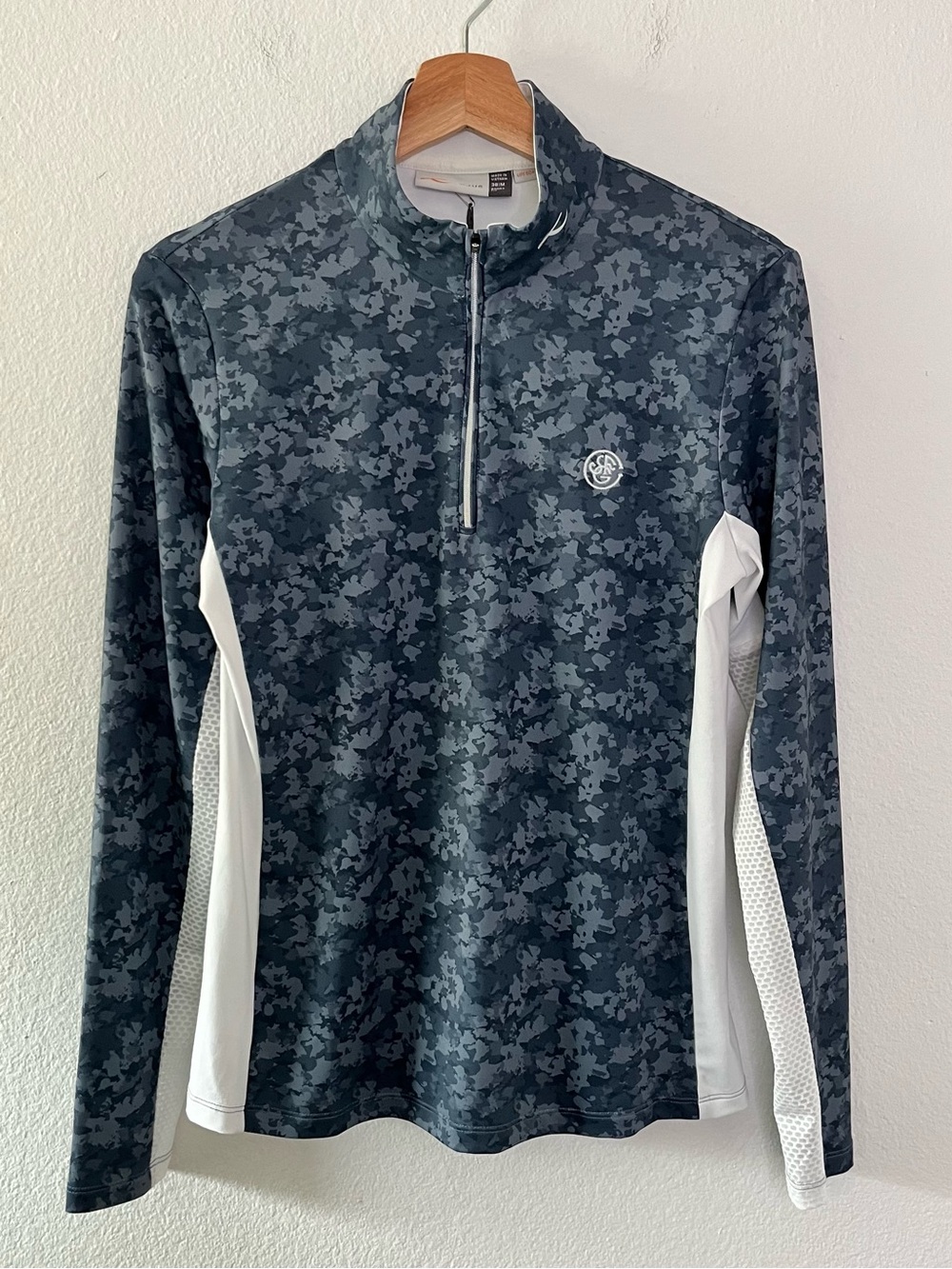 Kjus Sunshine Sport Camo Print Half Zip Long Sleeve Base Layer Top Blue Medium